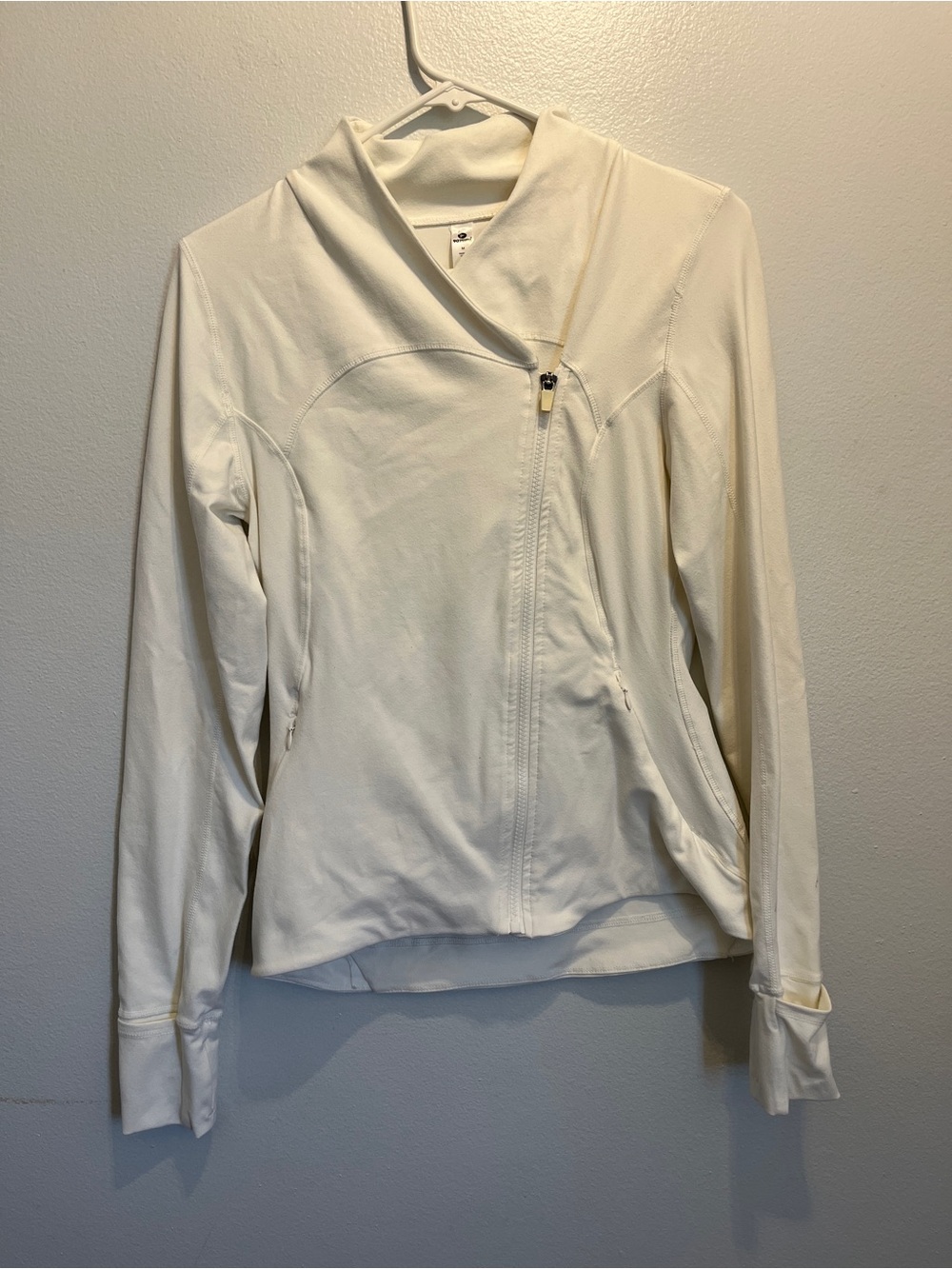 90 Degree By Reflex Off-White Asymmetrical Zip Utility Jacket